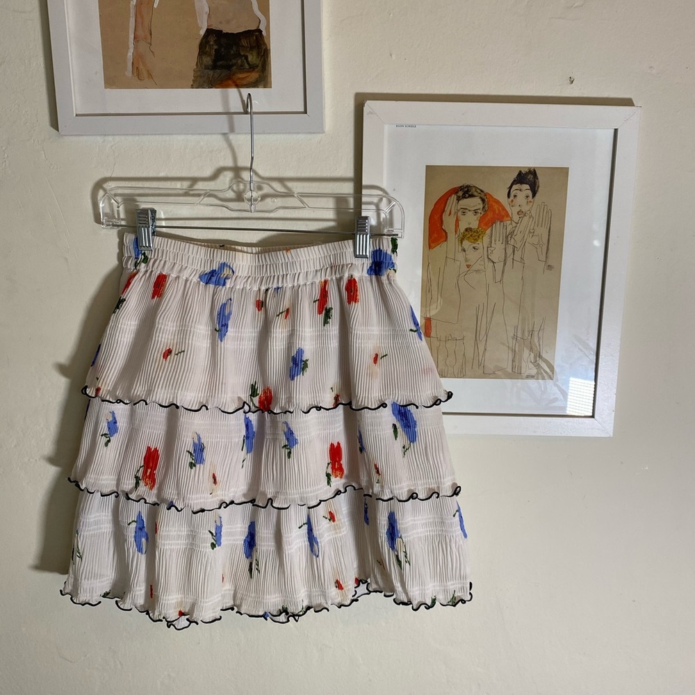 Ganni ruffled floral skirt with matching blouse